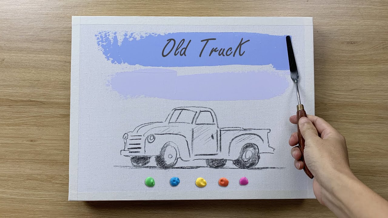 Daily challenge #110 / Acrylic / Old Red Truck Painting