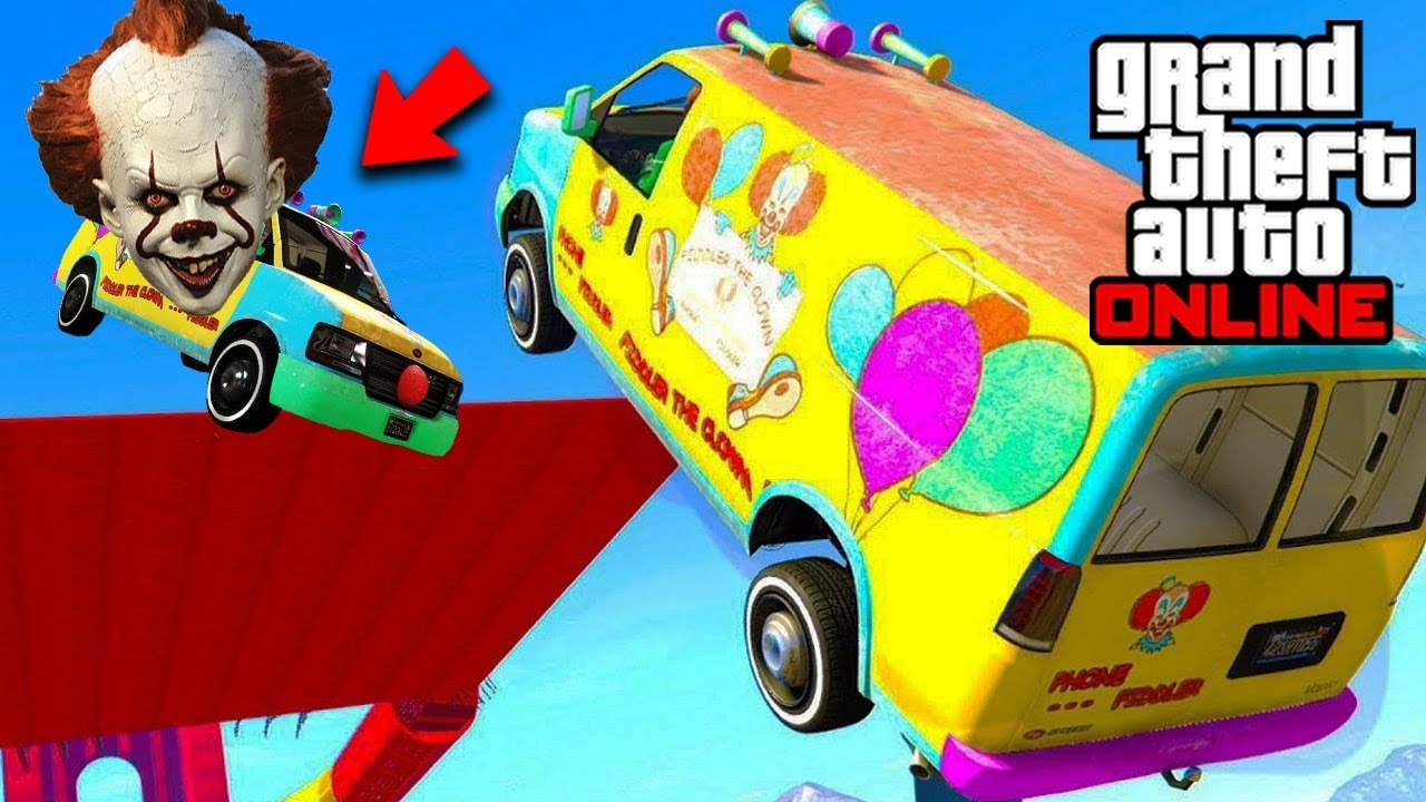 GTA 5 : SCARIEST CLOWN VAN STUNT CHALLENGE !! MALAYALAM