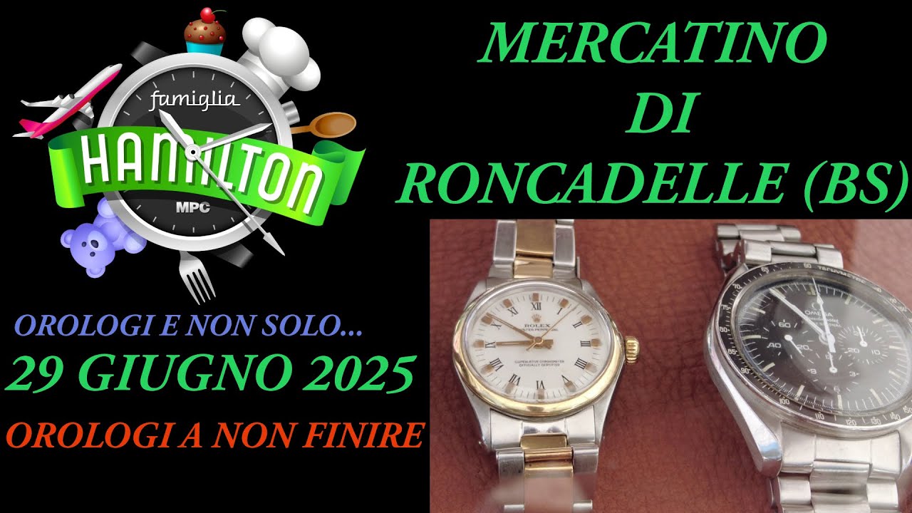 Orologi  a non finire al Mercatino di Roncadelle (BS) 29 Giugno 2025