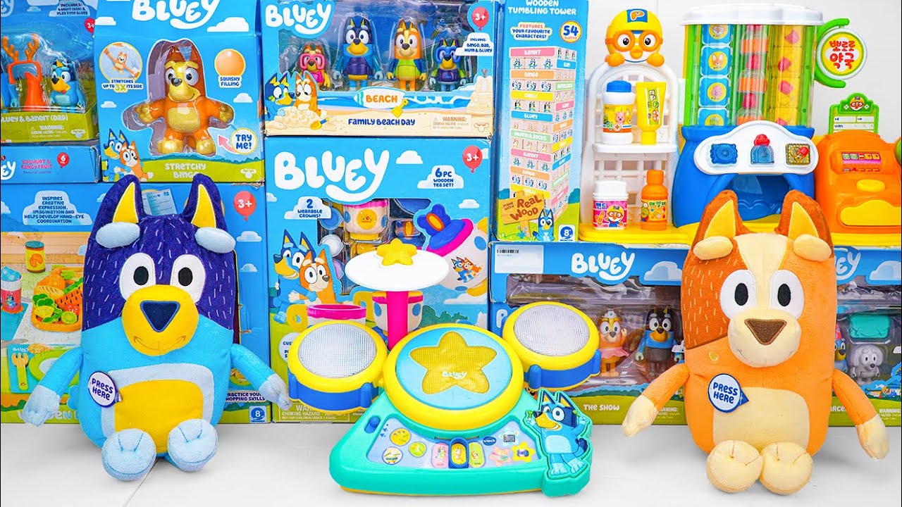 Bluey Toy Collection Unboxing Review 💙 Bluey Family Beach Day & Bluey Hooray Drum Set