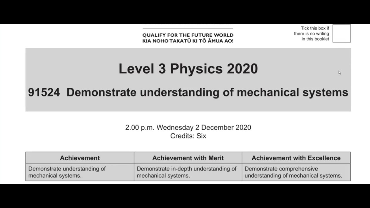 NZQA level 3 Mechanics 2020 paper walkthrough