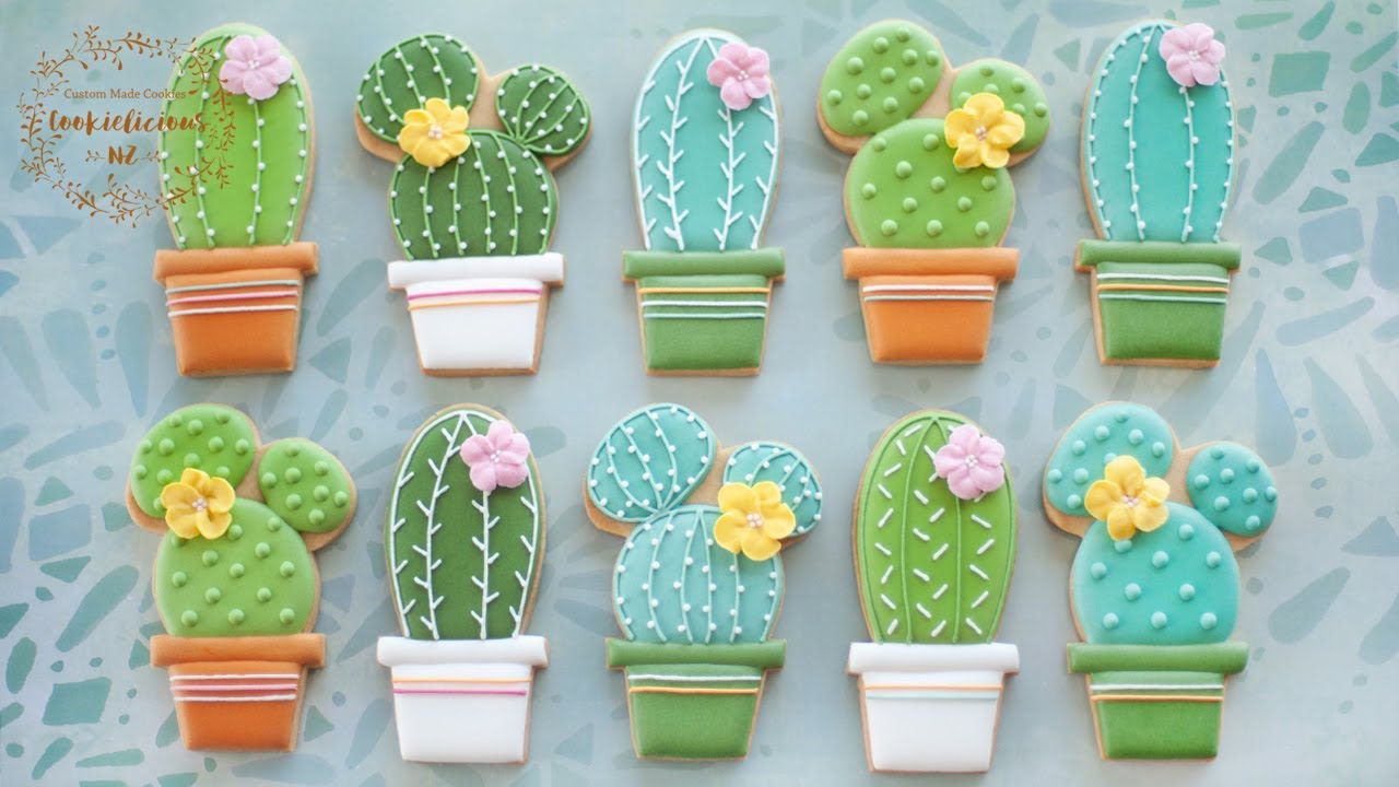 How to make CACTUS COOKIES - 2 Simple Shapes to make 5 Different Designs