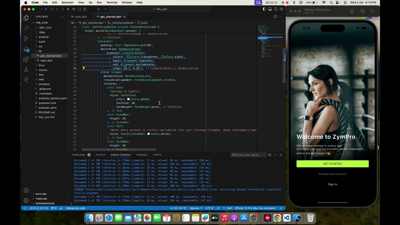 Flutter get started gym app page || Flutter UI || Gym UI || vbits