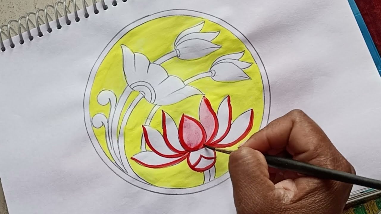 Alekhan// how to draw lotus alekhan drawing in circle 
