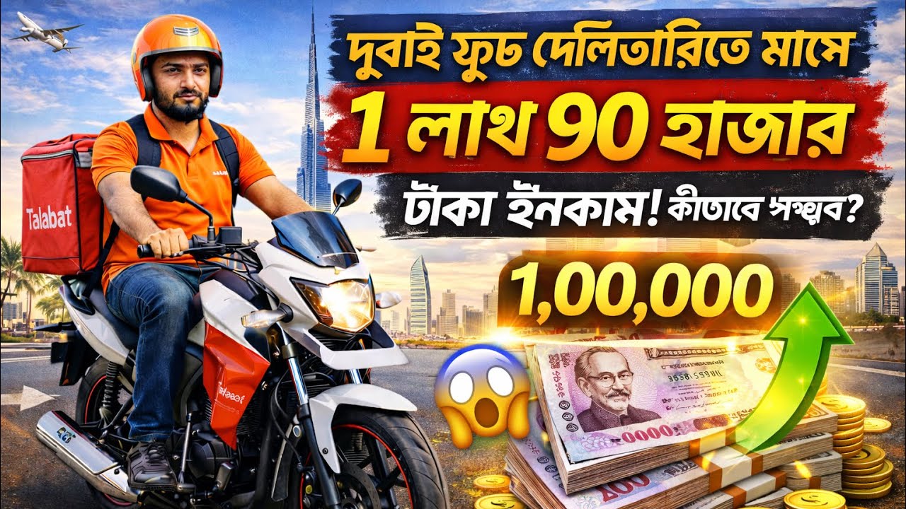 🤔 দুবাই ফুড ডেলিভারিতে মাসে ১ লাখ ৯০ হাজার টাকা ইনকাম! কীভাবে সম্ভব? | বিস্তারিত ভিডিওতে