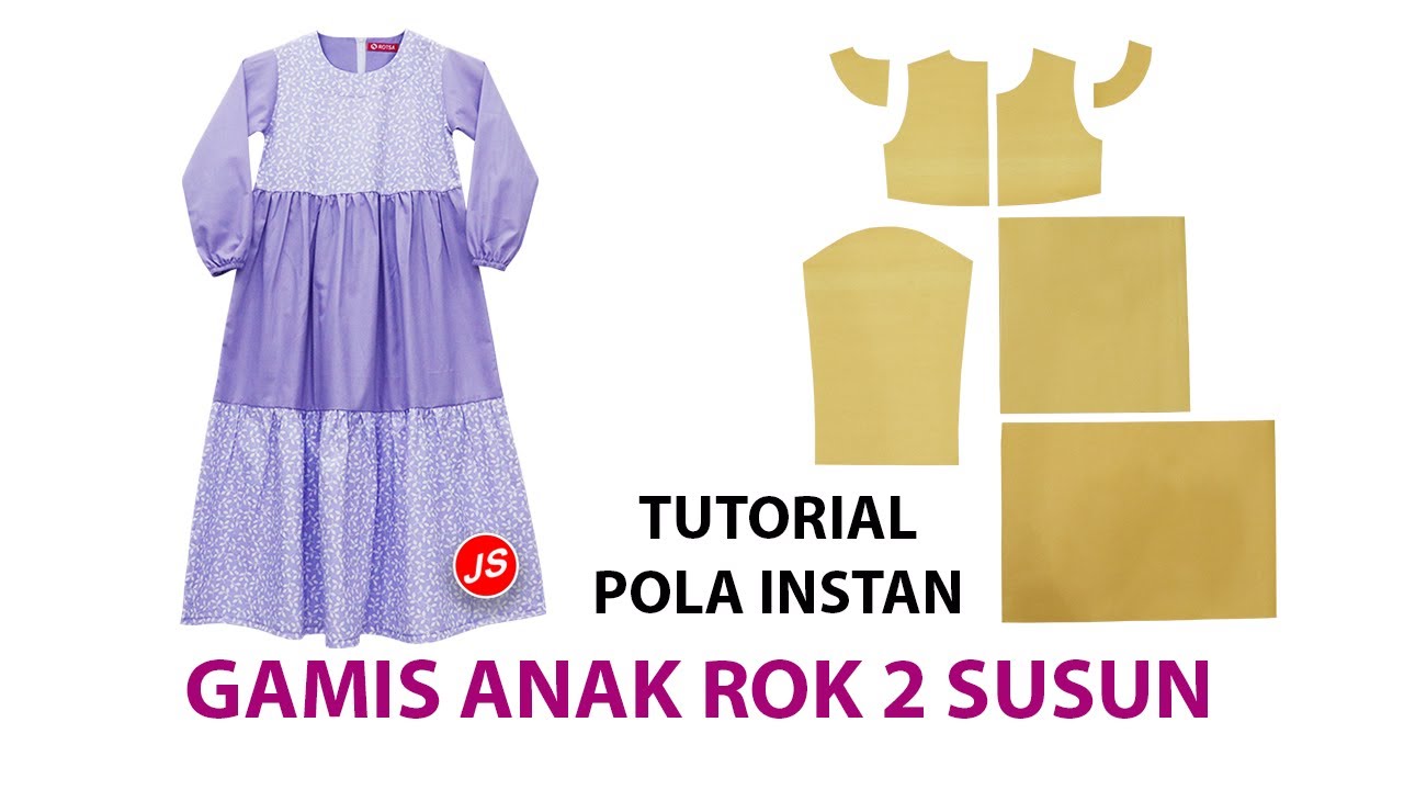 Menjahit Gamis Anak Rok 2 Susun [ Panduan Pola Instan - IS 043 ]