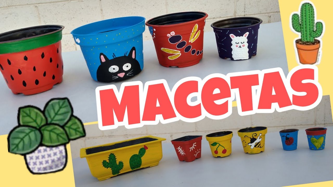 MACETAS pintadas a a mano PASO A PASO - Manualidades faciles - RECICLAJE - Arte en el jard&iacute;n