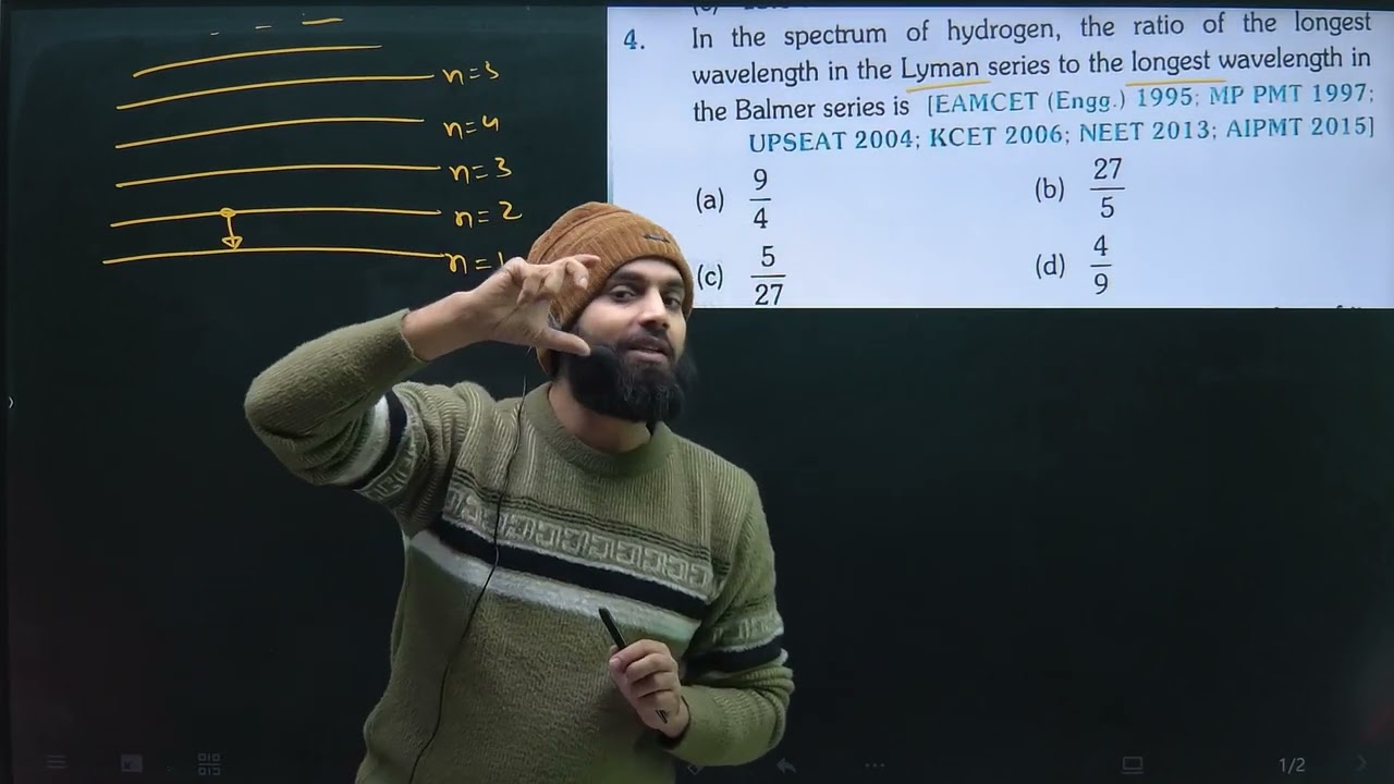 Q-4 NEET Atomic and Nuclear Physics from Errorless: In the spectrum of the hydrogen the ratio of log