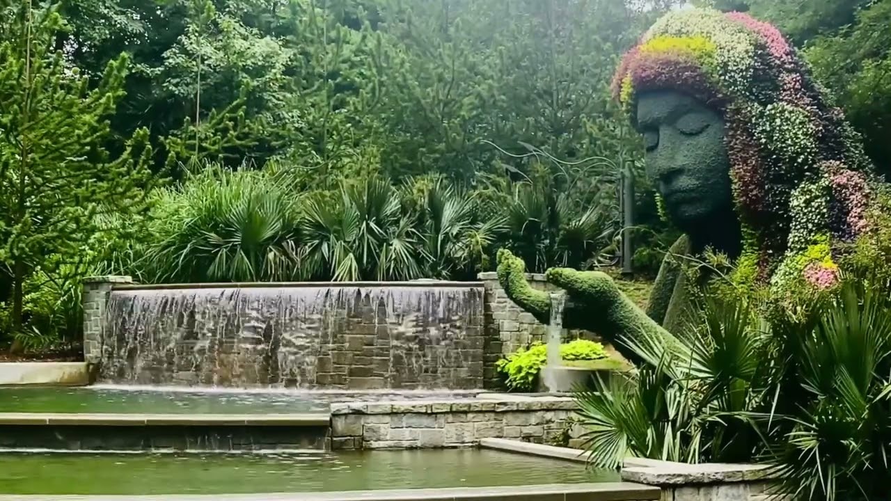 Atlanta Botanical Garden Goddess Waterfall | Soothing Water Soundscape