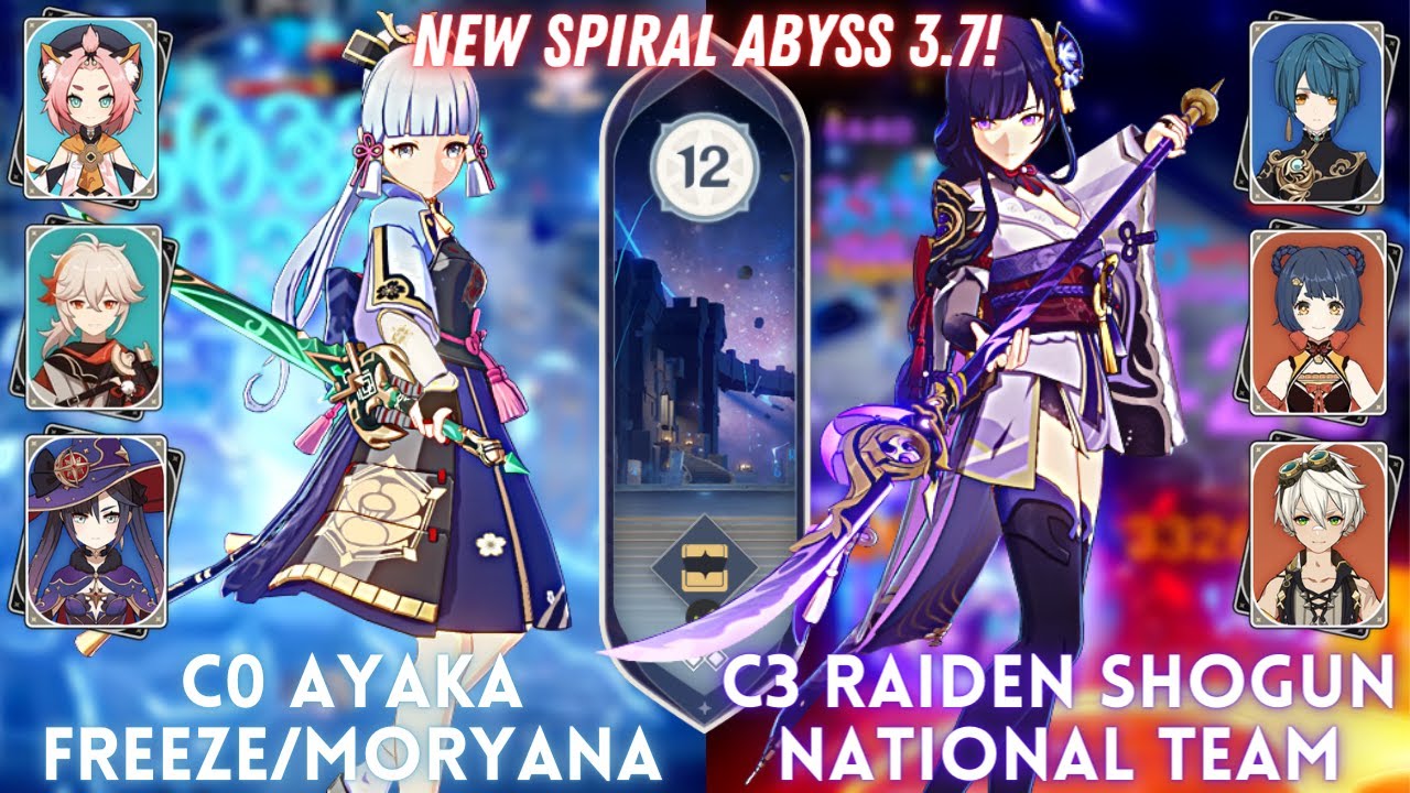 NEW SPIRAL ABYSS 3.7! C0 Ayaka Freeze & C3 Raiden National | Floor 12 - 9⭐