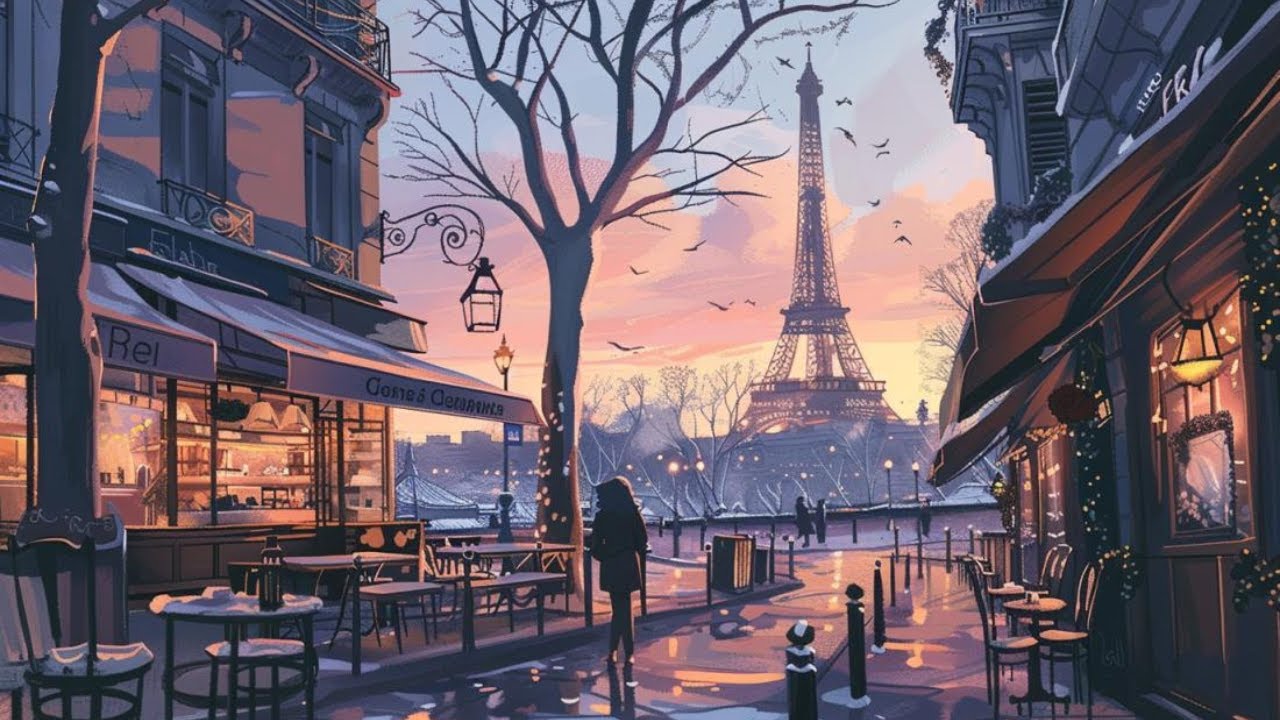 60 mins of French Cafe Music.  Snowy Streets of Paris Vibe.  Relaxing Background