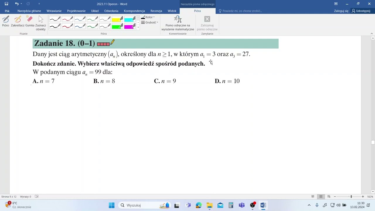 Matura próbna Operon listopad 2023 zadanie 18