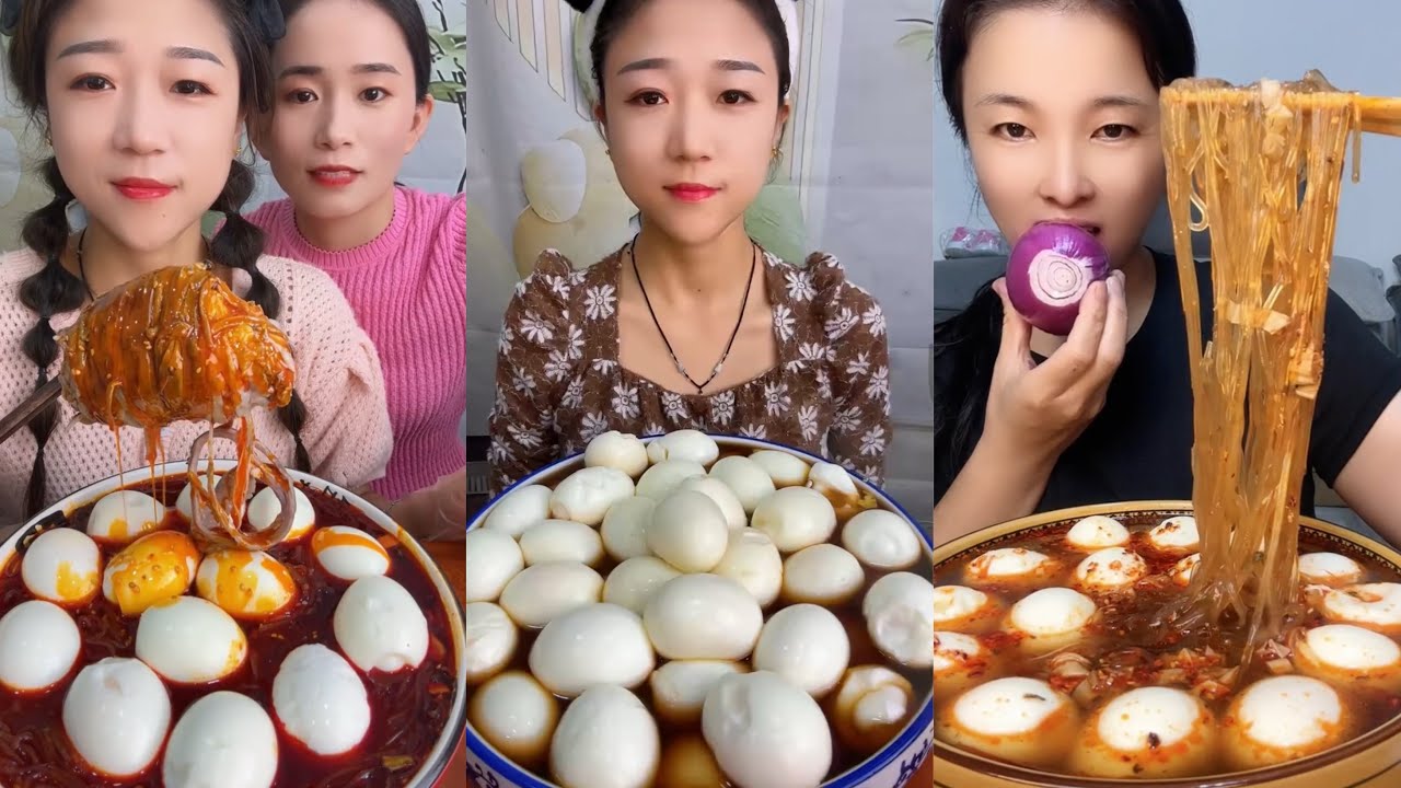 ASMR EATING SPICY NOODLES AND SOFT BOILED EGGS 반숙 계란을 곁들인 매콤한 국수 mukbang