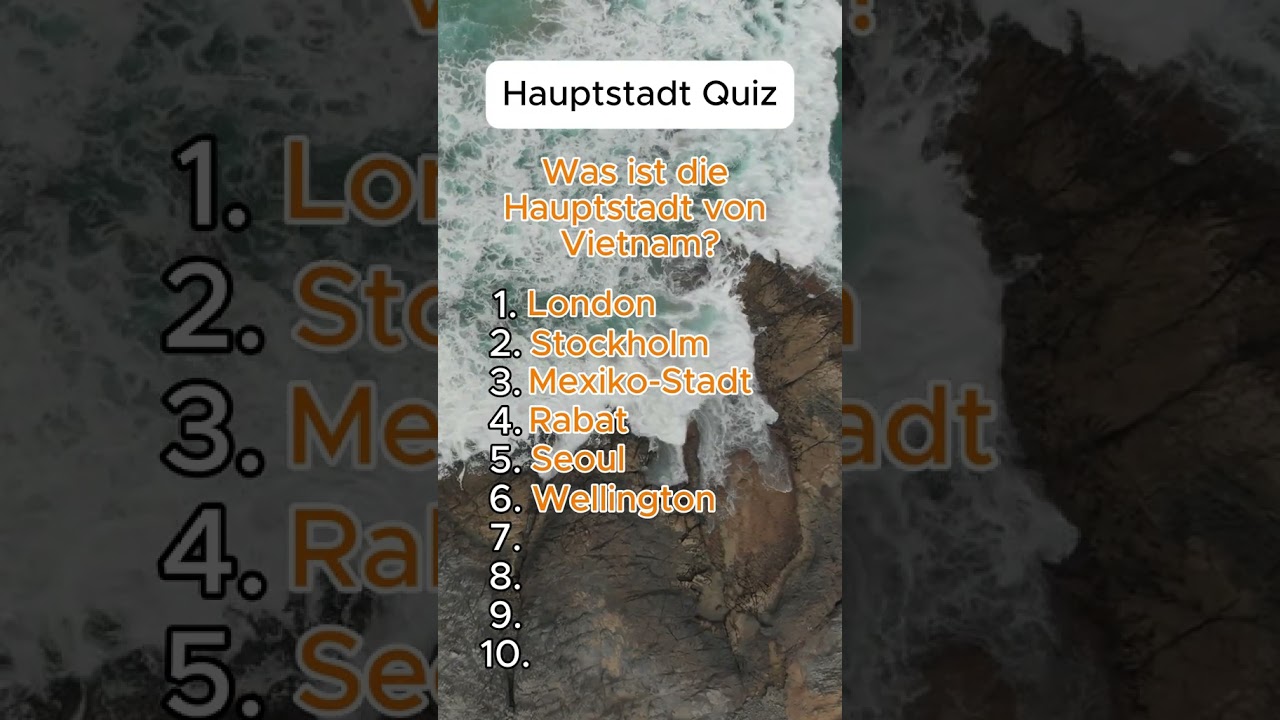 Hauptstadt Quiz 🌍 | Schreibe deine Antwort!#HauptstadtQuiz #QuizZeit#St&auml;dteQuiz#RateMit #WissensQuiz