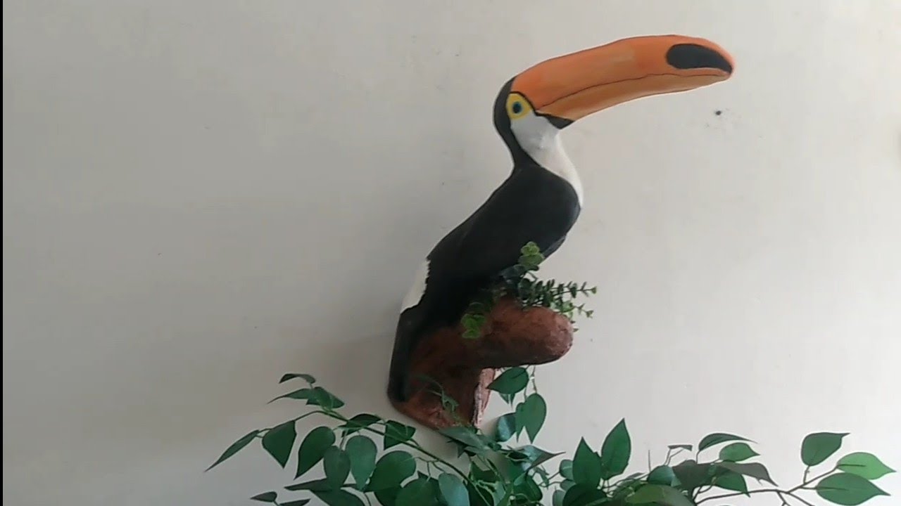 Tucano de parede feito de cimento e isopor / tucano de cimento.