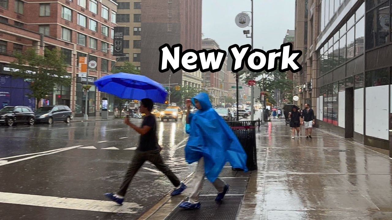 Walking In Light Rain In New York City