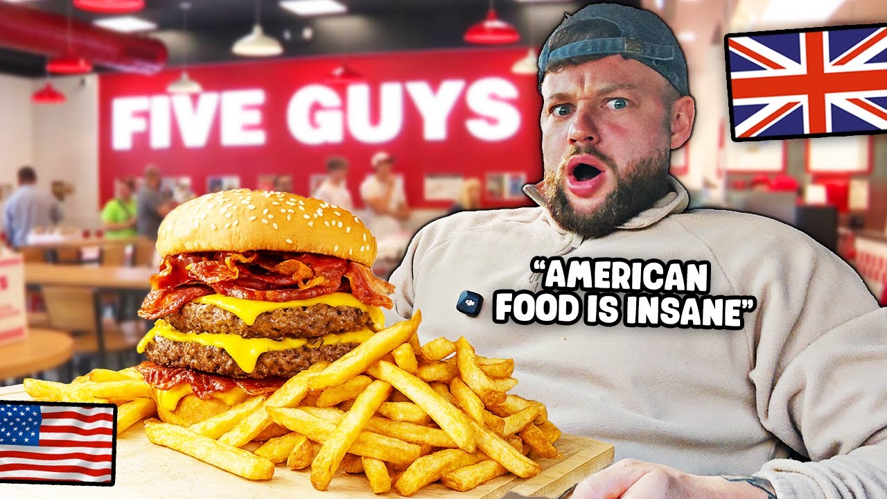 Brits First Time Trying FIVE GUYS!