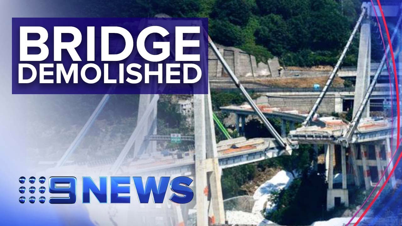 Remains of Morandi bridge demolished months after deadly collapse | Nine News Australia