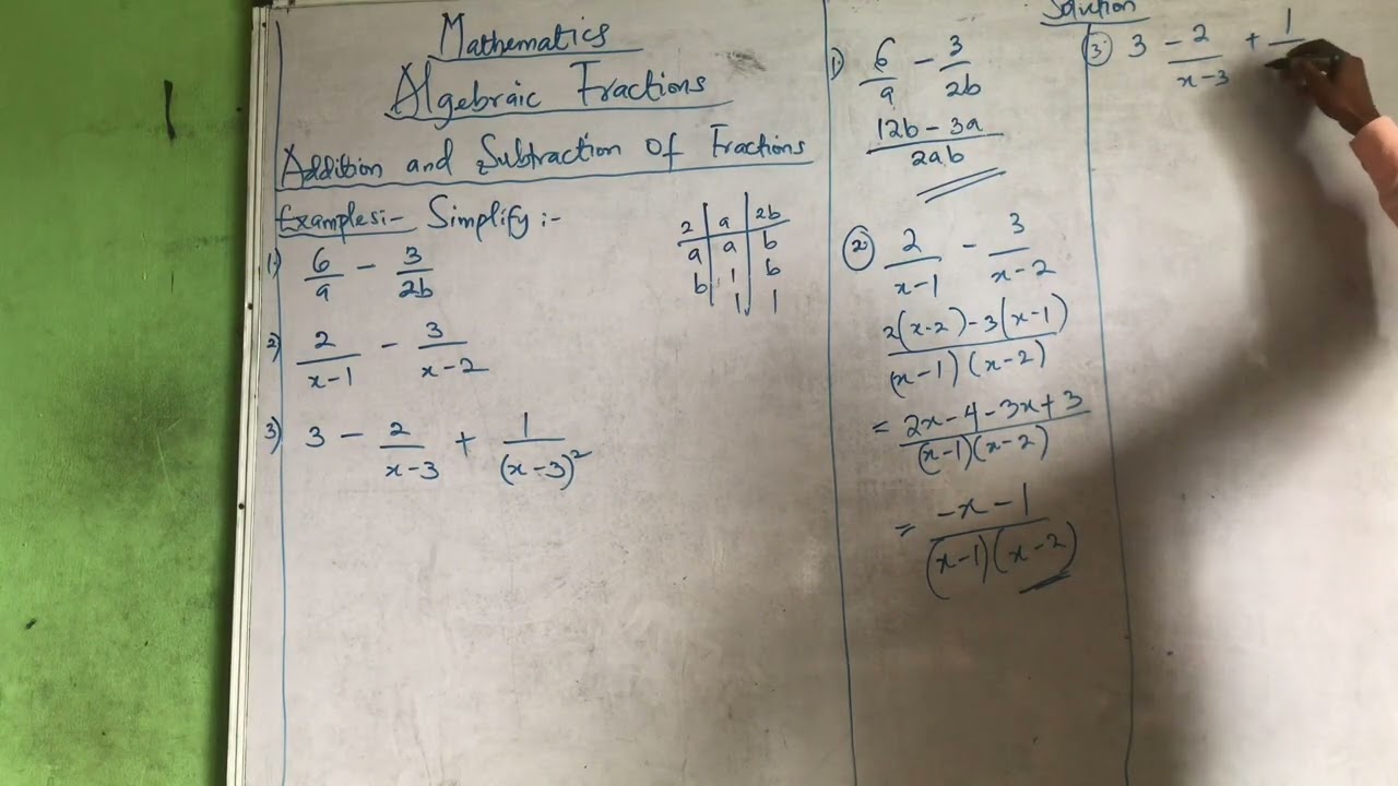 Addition and Subtraction of Algebraic Fractions