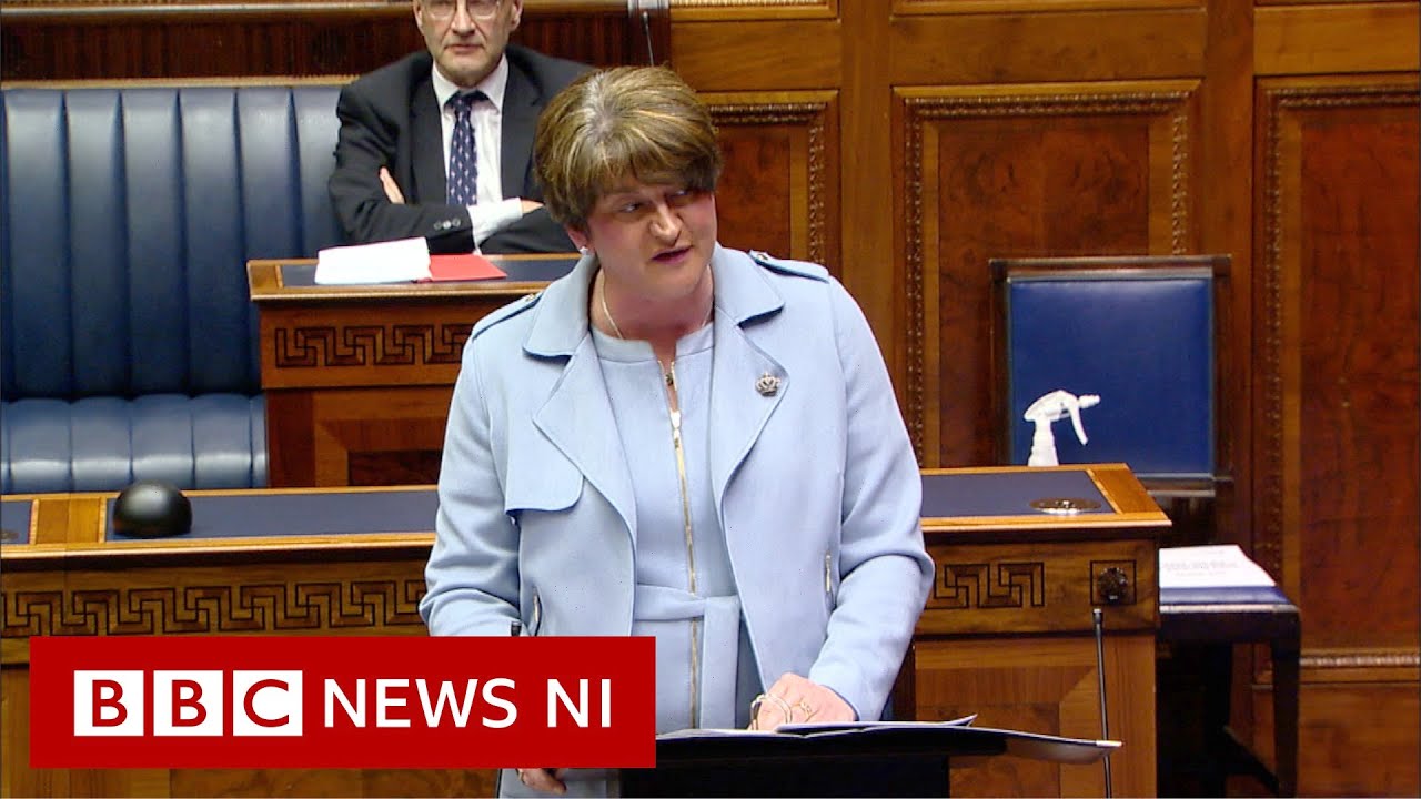 First Minister Arlene Foster makes her resignation statement in the NI Assembly - BBC News NI