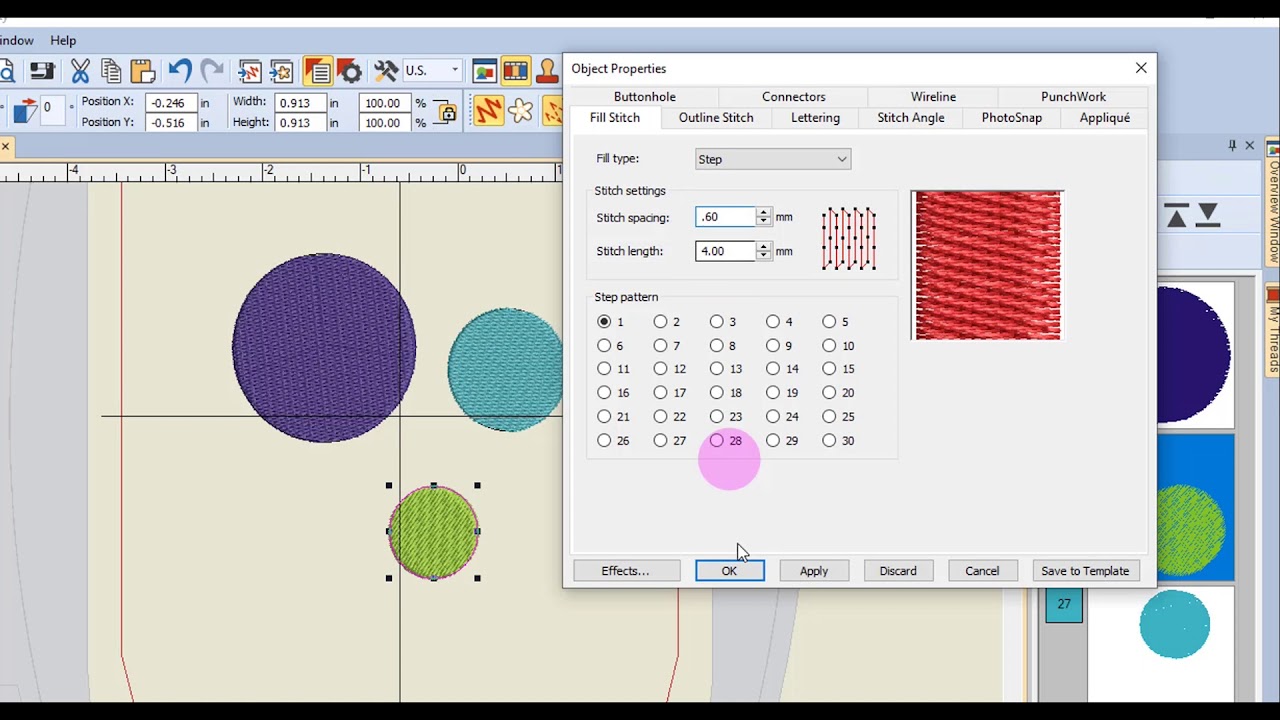 15.12 Master BERNINA Embroidery Software 8—Digitizing:  Adjusting the Density of Fills