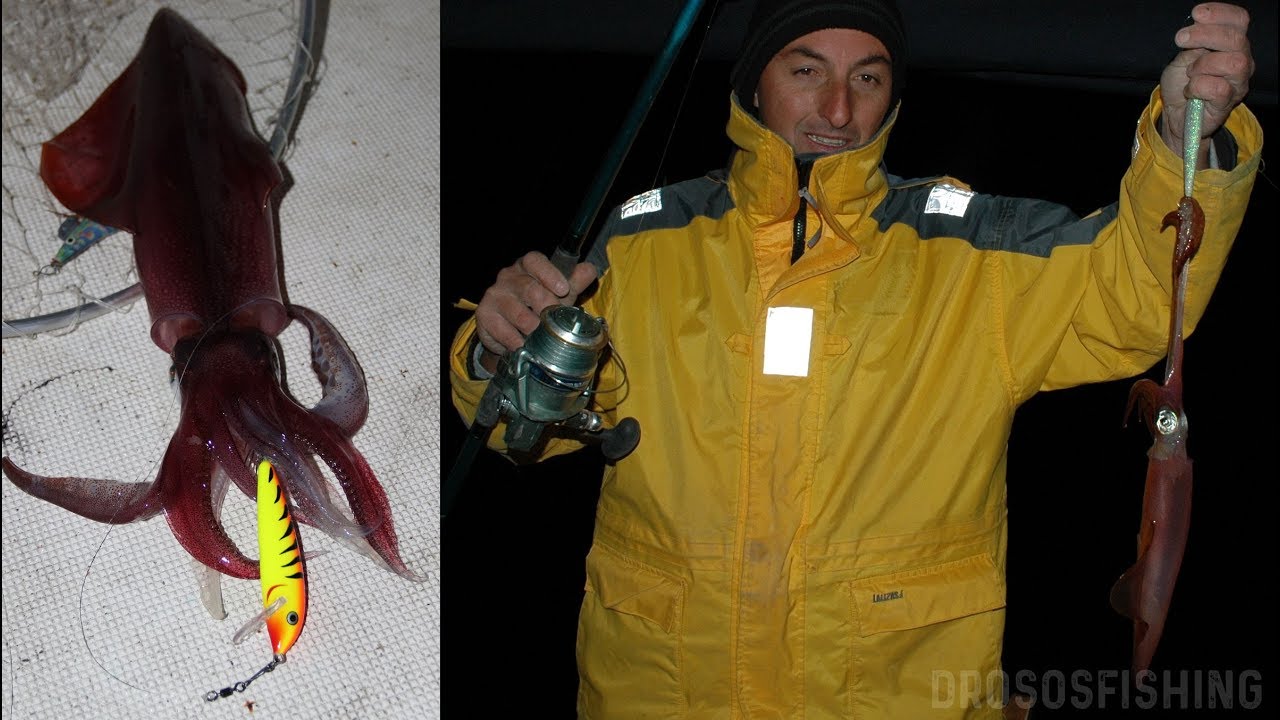 Καλαμάρια με Συρτή - Squid Fishing in Greece