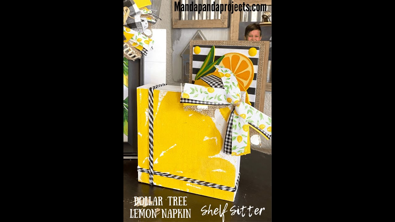 Dollar Tree Lemon Napkin Tiered Tray Sitter - Summer - May 2021