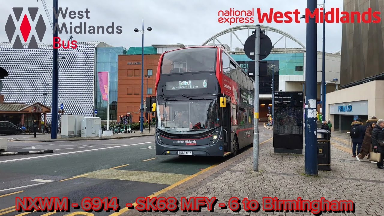 FRV: NXWM Platinum Enviro 400 MMC 6914 (SK68 MFY) on the 6 to Birmingham!