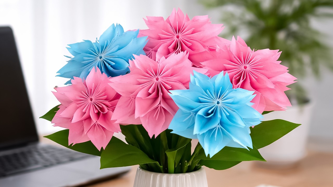 DIY Beautiful Paper Flower Making | Paper Crafts For School | Home Decor | Paper Craft