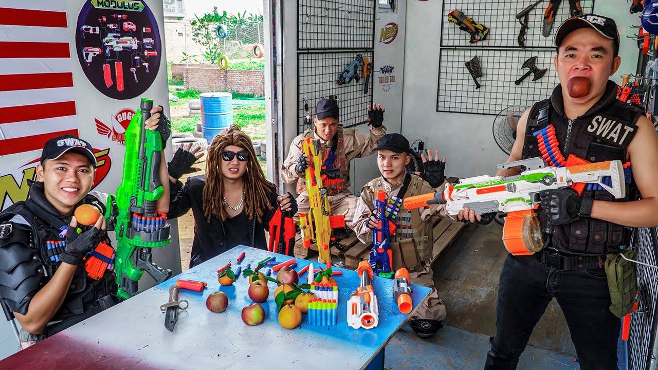 Игра LTT ​​Nerf War: Патрульные полицейские бойцы SEAL X Nerf Guns сражаются с крадущимися престу...