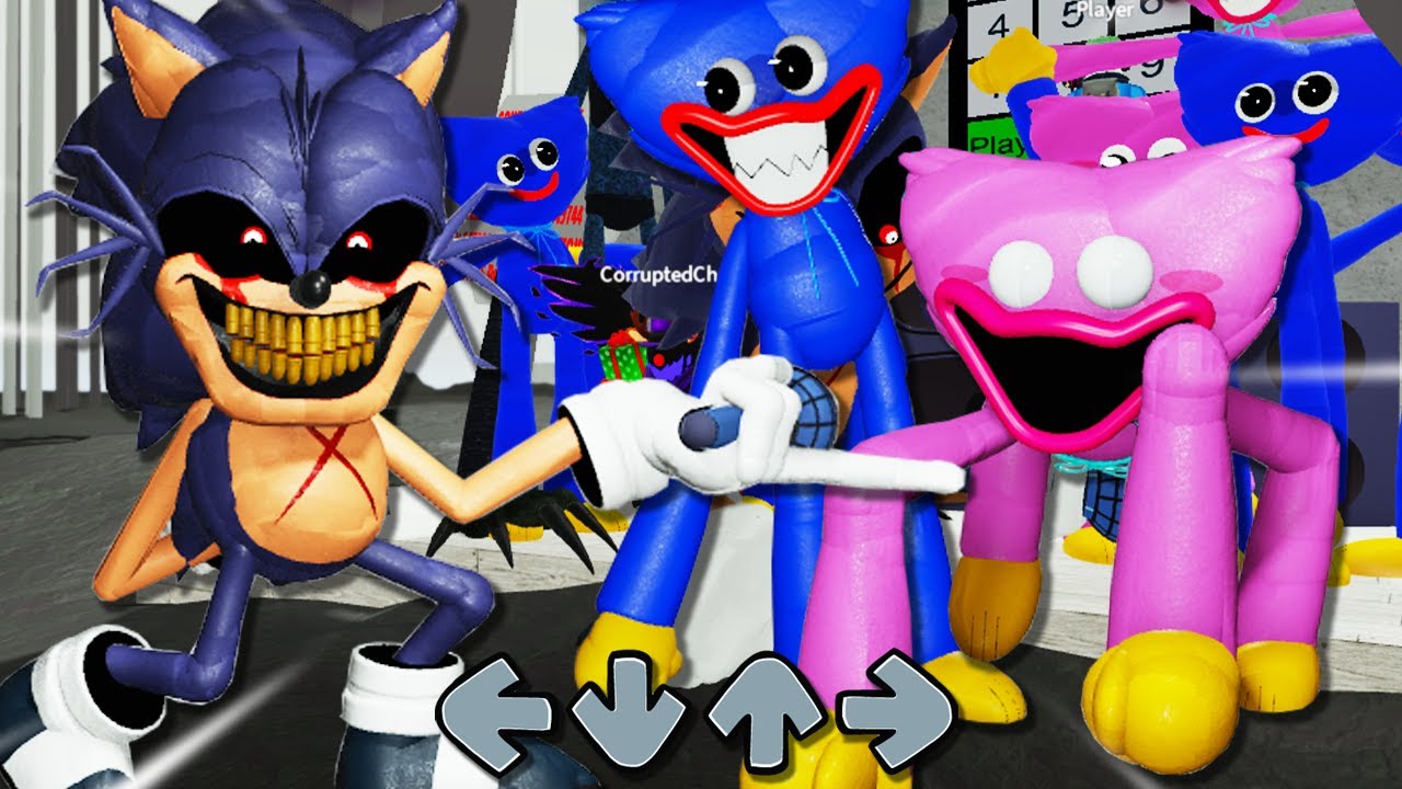 ROBLOX SONIC.EXE LORD X VS HUGGY WUGGY & KISSY MISSY CLONES?!