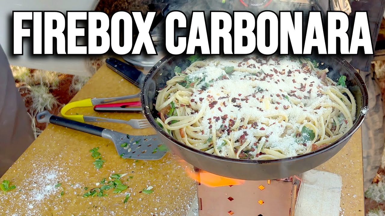 Camping Carbonara on the Original & Still Best Folding Wood Burning Cook Stove: G2 5