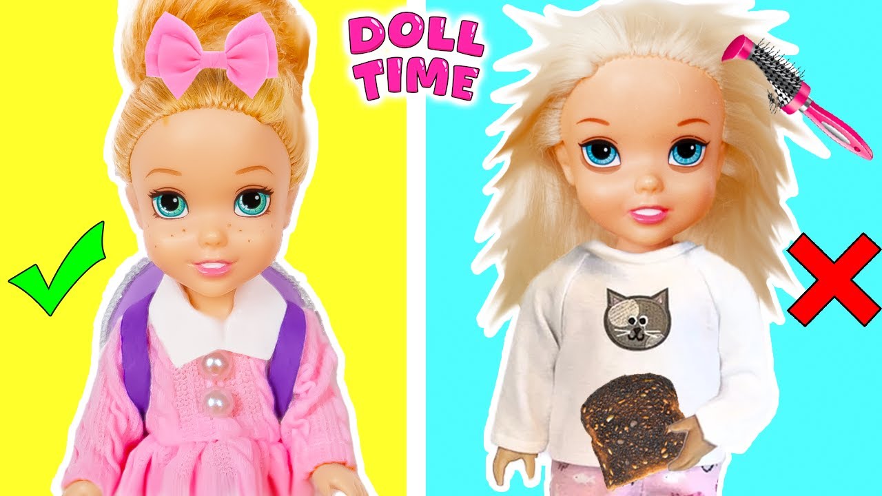 Elsie and Annie School Morning Routine For Kids | Pretend Play