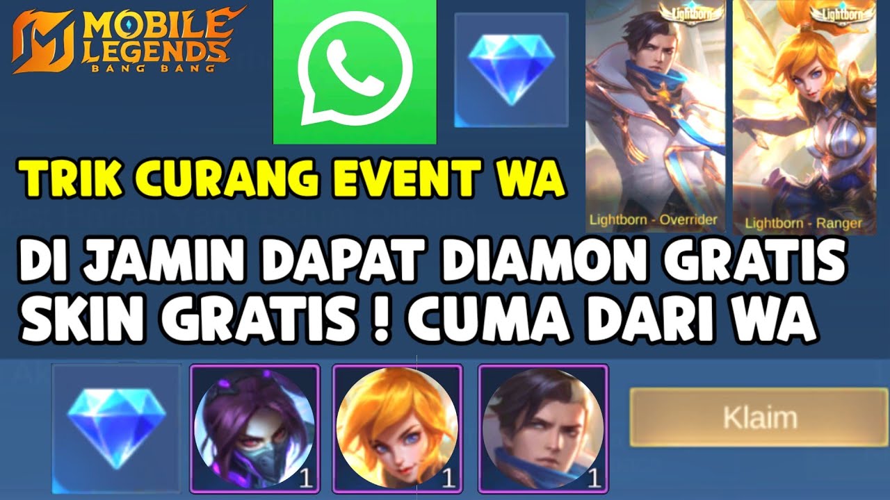 DI JAMIN DAPAT DIAMOND GRATIS & SKIN GRATIS CUMA DARI WA !! PAKAI CARA CURANG INI DI JAMIN BERHASIL