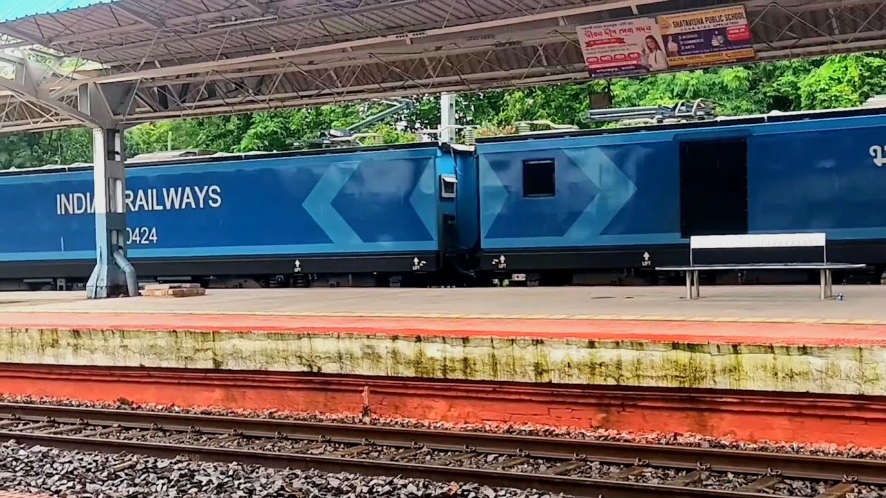 | Good Train with Wag12 Locomotive Crossing Station at Rainy Day | মালগাড়ি Wag12 | #wag12