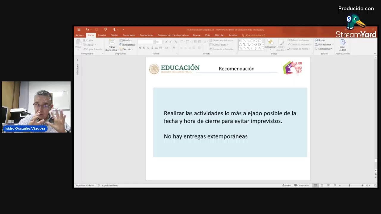 Primera Sesión de espacio abierto con el asesor Isidro González Vázquez grupo M23C2G58-023