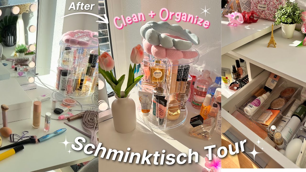 AESTHETIC Schminktisch Tour & Organizing 🎀 * Mein Make-up + Skincare Setup 🪞💄