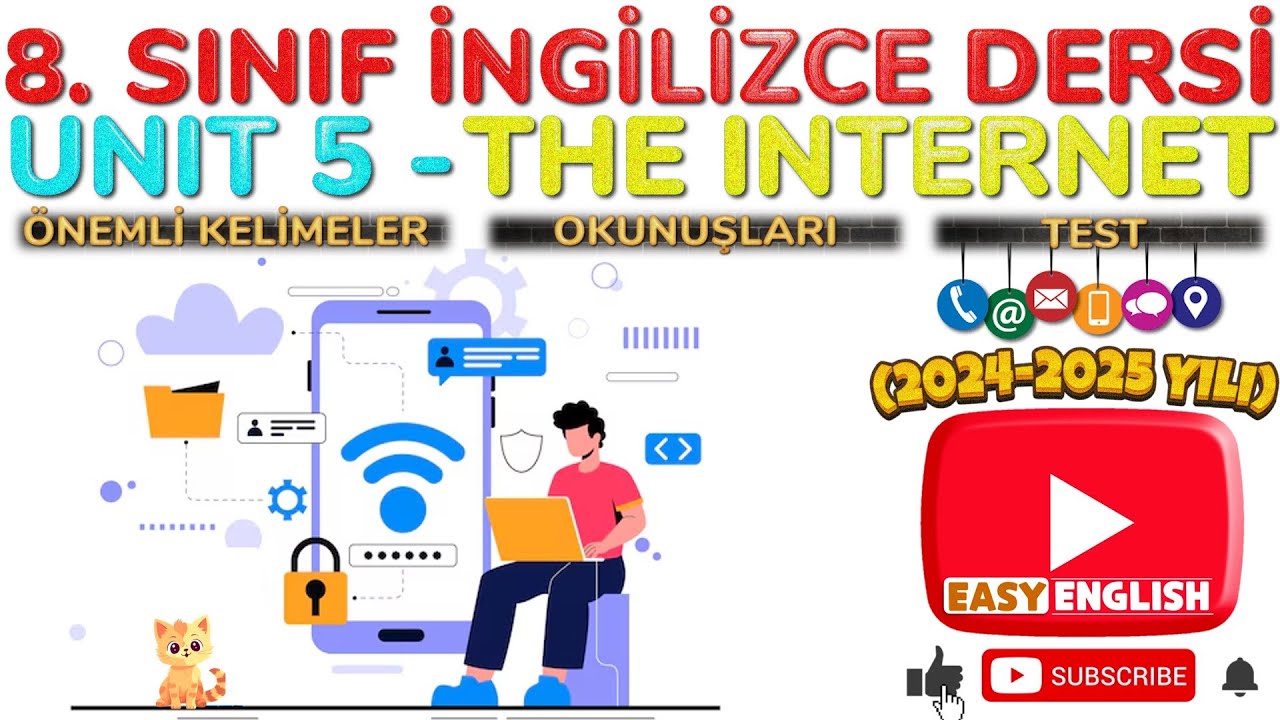 8. SINIF İNGİLİZCE DERSİ 5. ÜNİTE THE INTERNET [ÖNEMLİ KELİMELER & ANLAMLARI] [OKUNUŞLARI] [TEST]