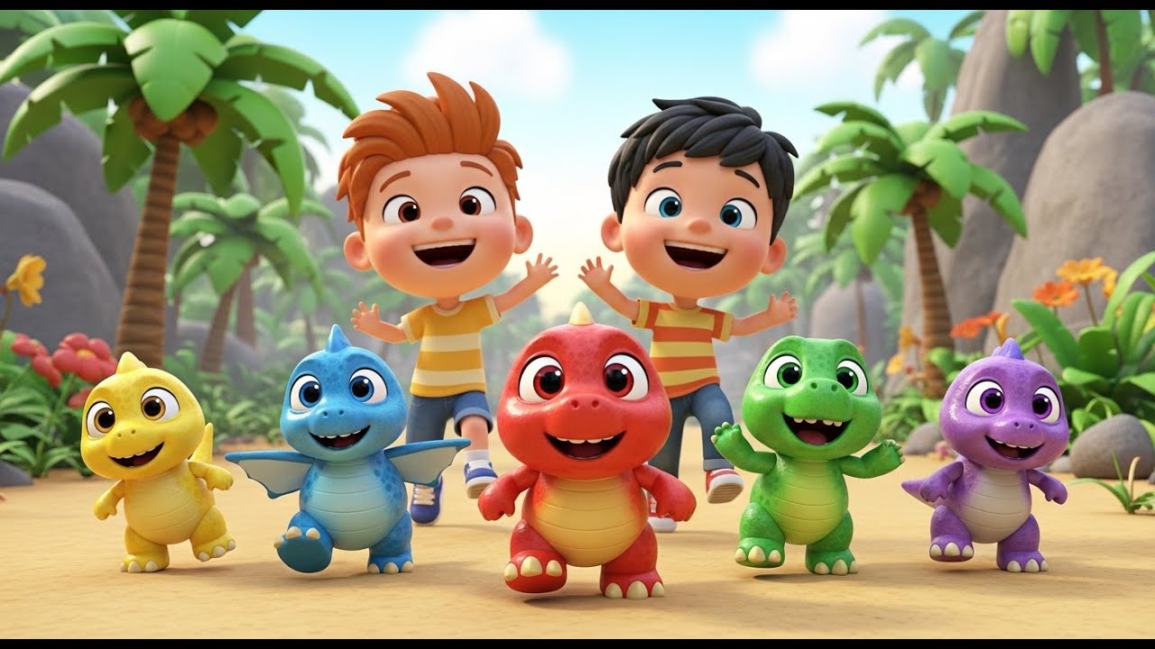 Five Little Toy Dinosaurs Stomp Stomp Stomp | Fun Prehistoric Toy Song for Kids