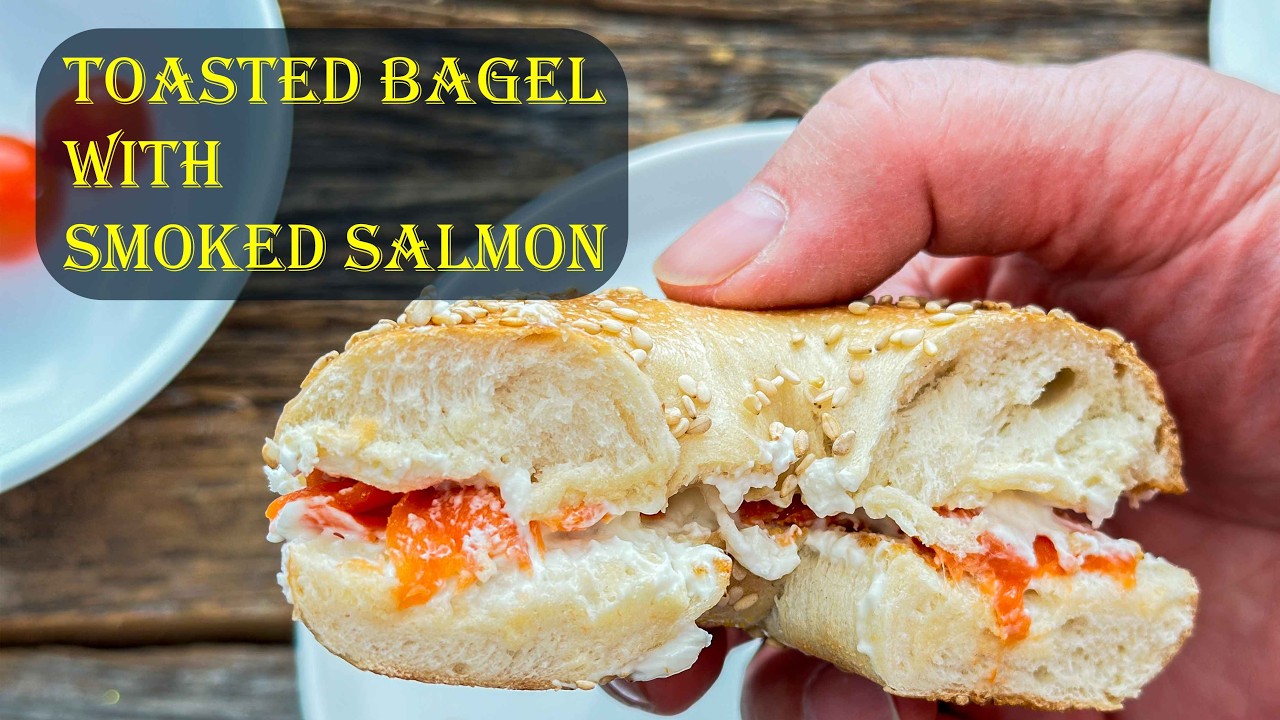 Toasted bagel with smoked salmon