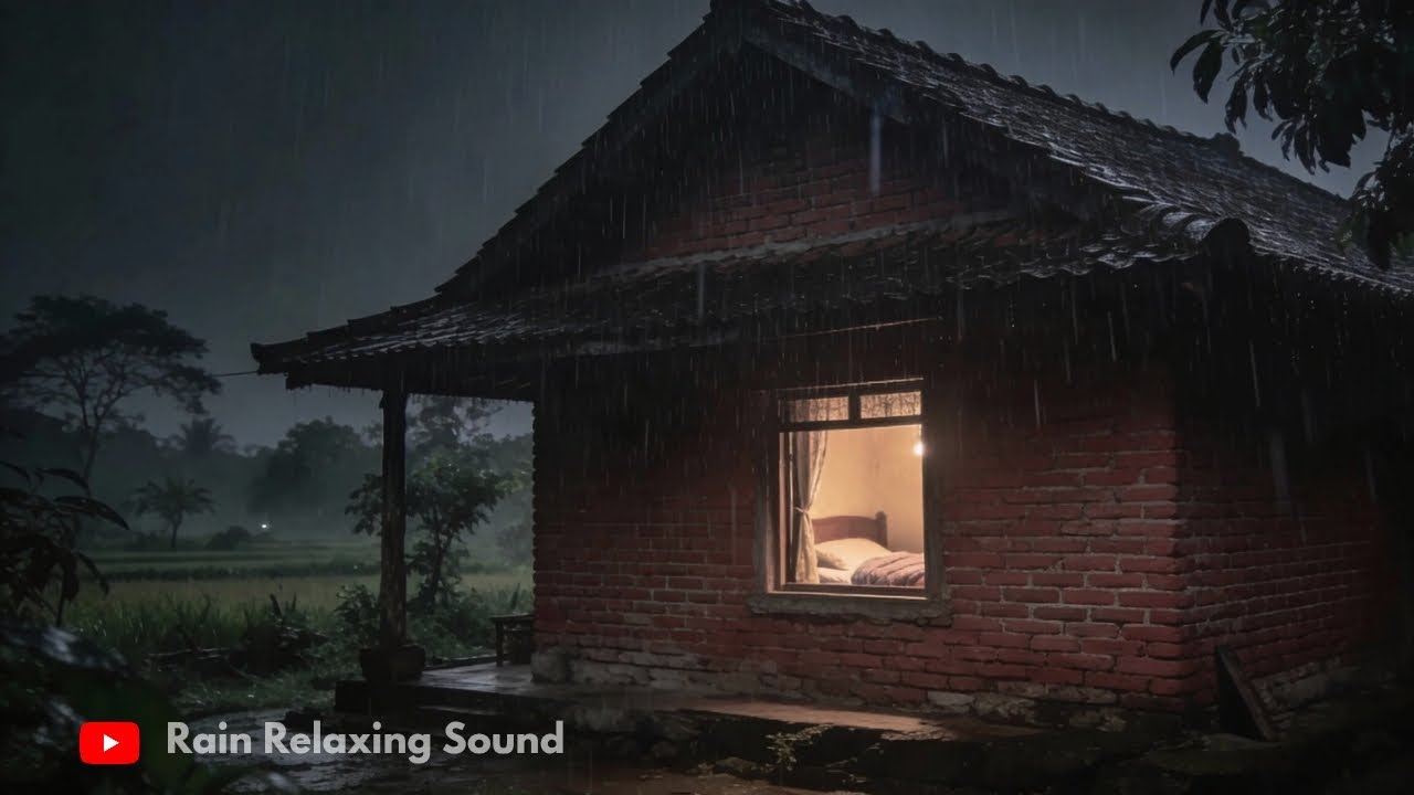Cozy Cabin in a Heavy Night Rainstorm | Soothing Rain Patter on Roof
