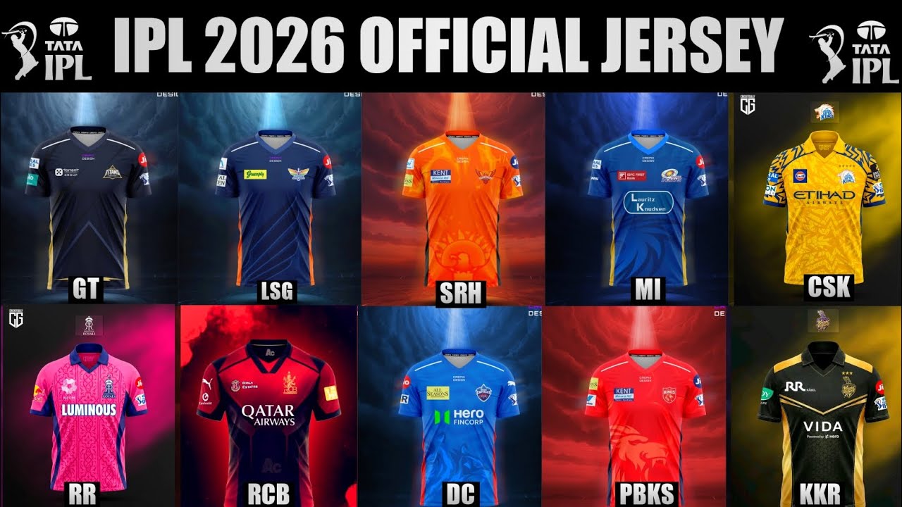 IPL 2026 All Teams Official Jesey | MI, CSK, KKR, SRH, DC, RR, RCB, PBKS, LSG & GT IPL 2026 Jersey