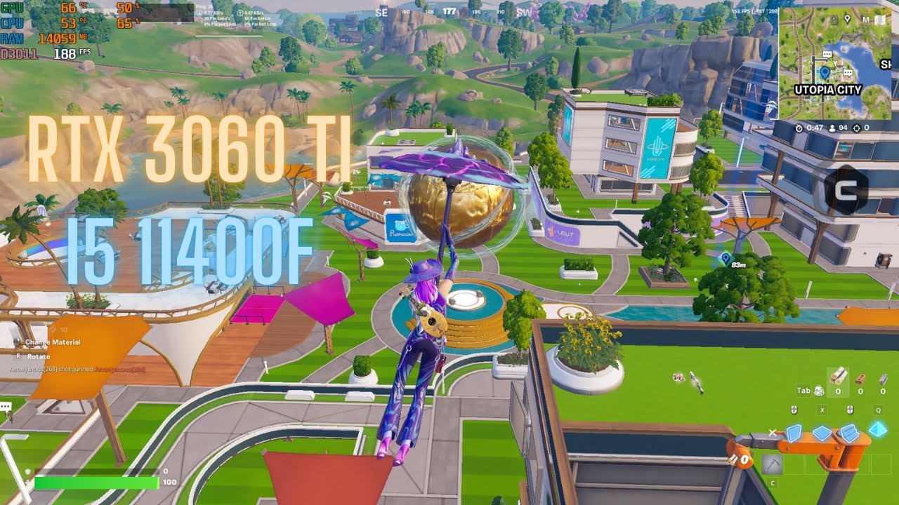 RTX 3060 ti + Intel i5 11400F Fortnite chapter 6 season 4 gameplay| Performance mode