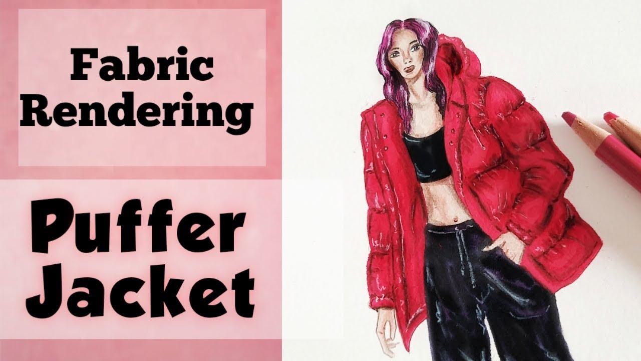 How to draw a Puffer Jacket | Fabric Rendering | Fashion Illustration