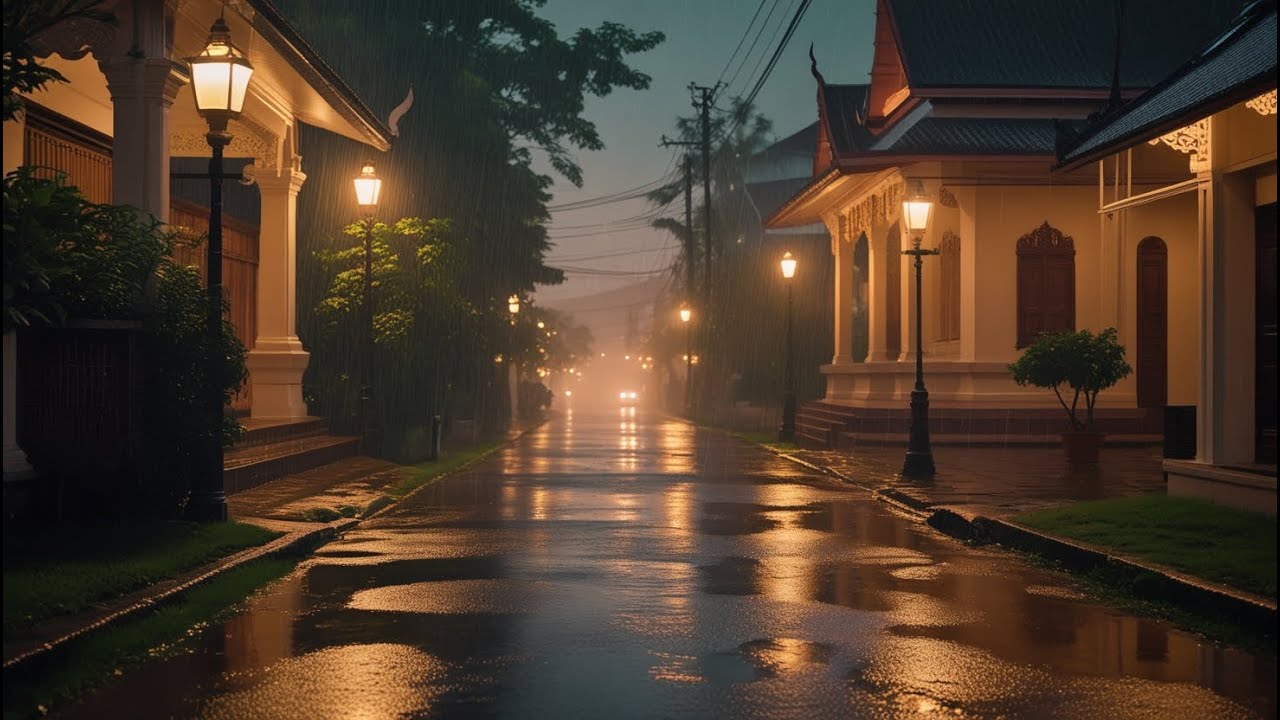 🔴 Sleep in 5 minutes | Soft Rain Sound, Relax, Sleep, Heal | Soothing Night Rain on a Quiet Street