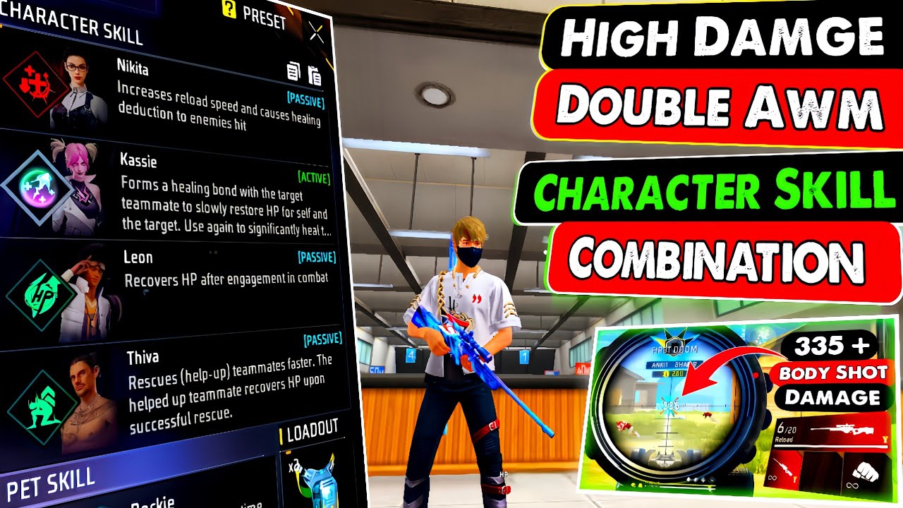 Awm Sniper Best Character Skill Combination In 2025 | Free Fire Awm New Satting (Tips & Trick) 😱🔥