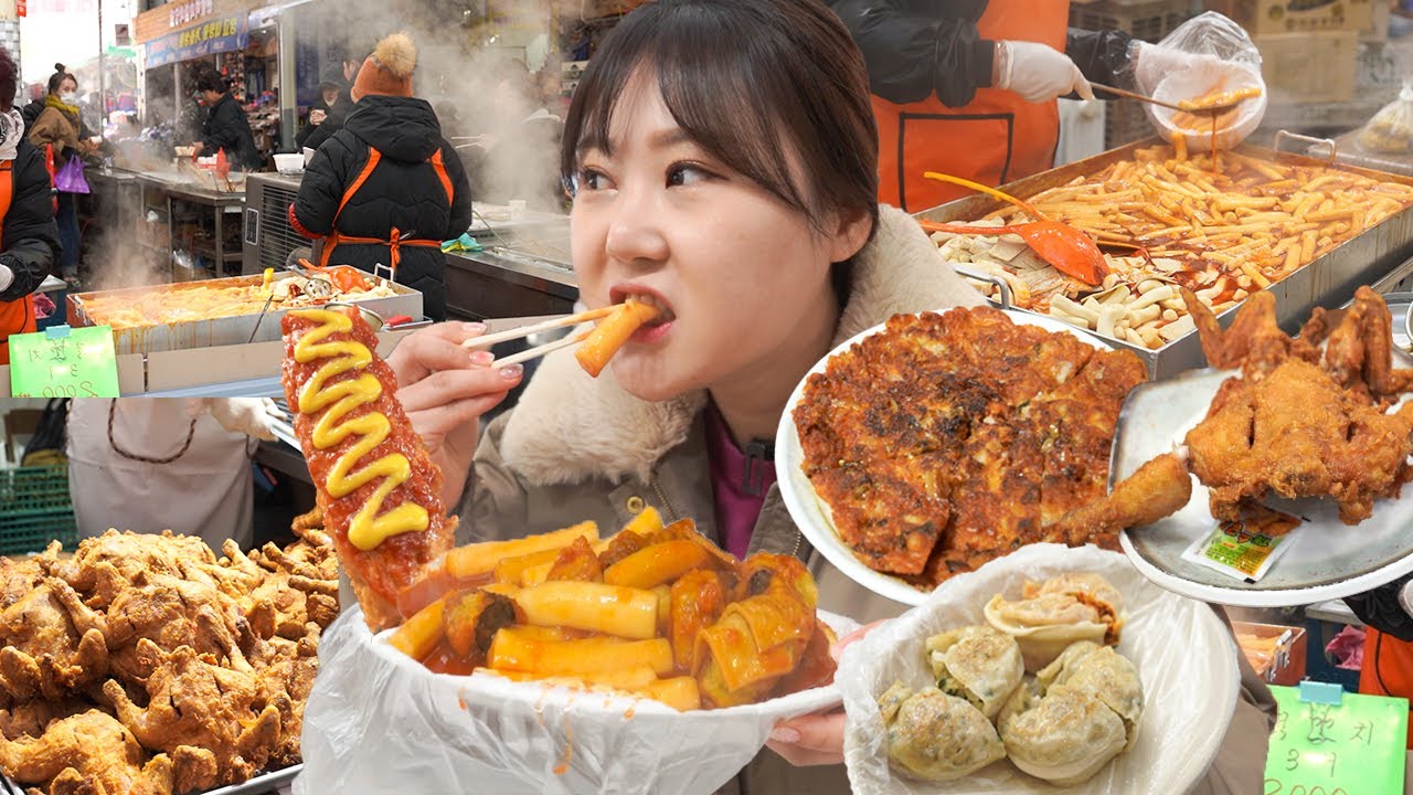 Корейский рынок Мукбанг | Уличная еда SAM-MI Market! Токпокки, жареный цыпленок, пельмени, лапша