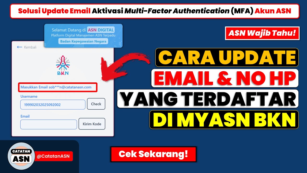 Cara Update Email dan Nomor HP di MyASN BKN – Update Email Aktivasi MFA ASN Digital BKN