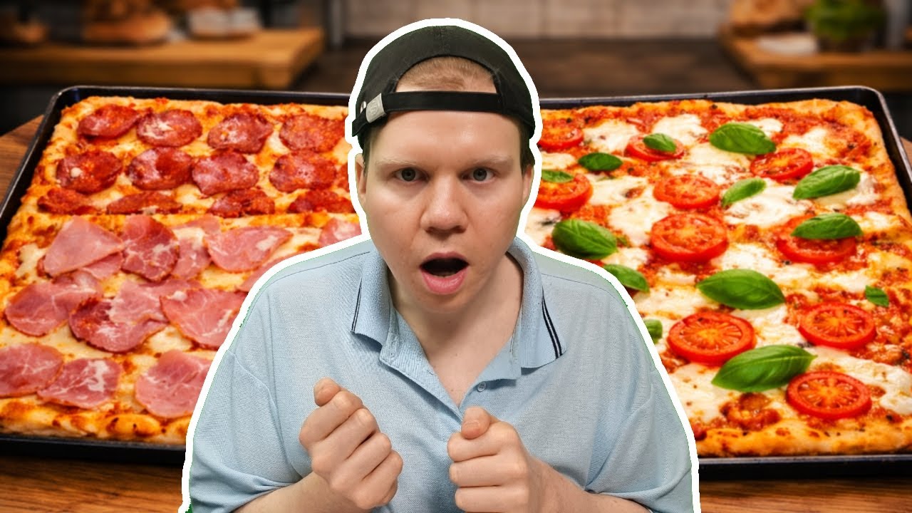 ICH ESSE ZWEI RIESIGE PIZZABLECHE ALLEIN 😳🍕 (Salami, Schinken & Margherita)