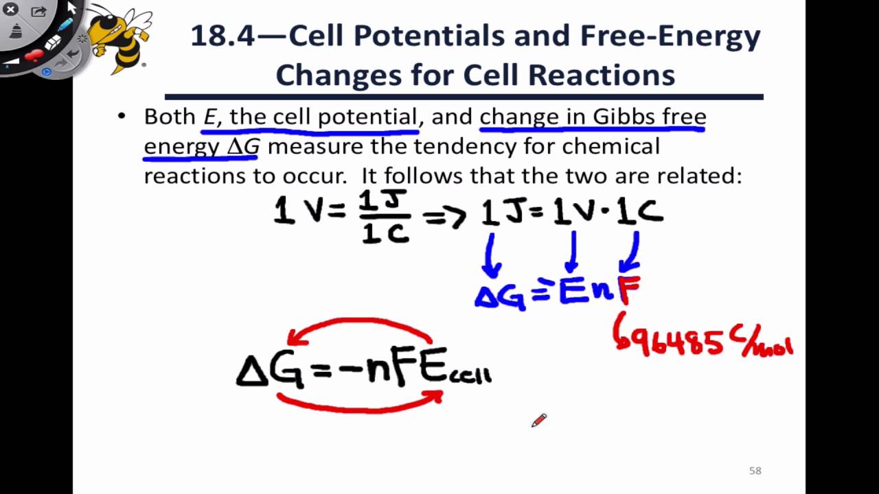 18.7 Cell Potential and Free Energy in Galvanic Cells